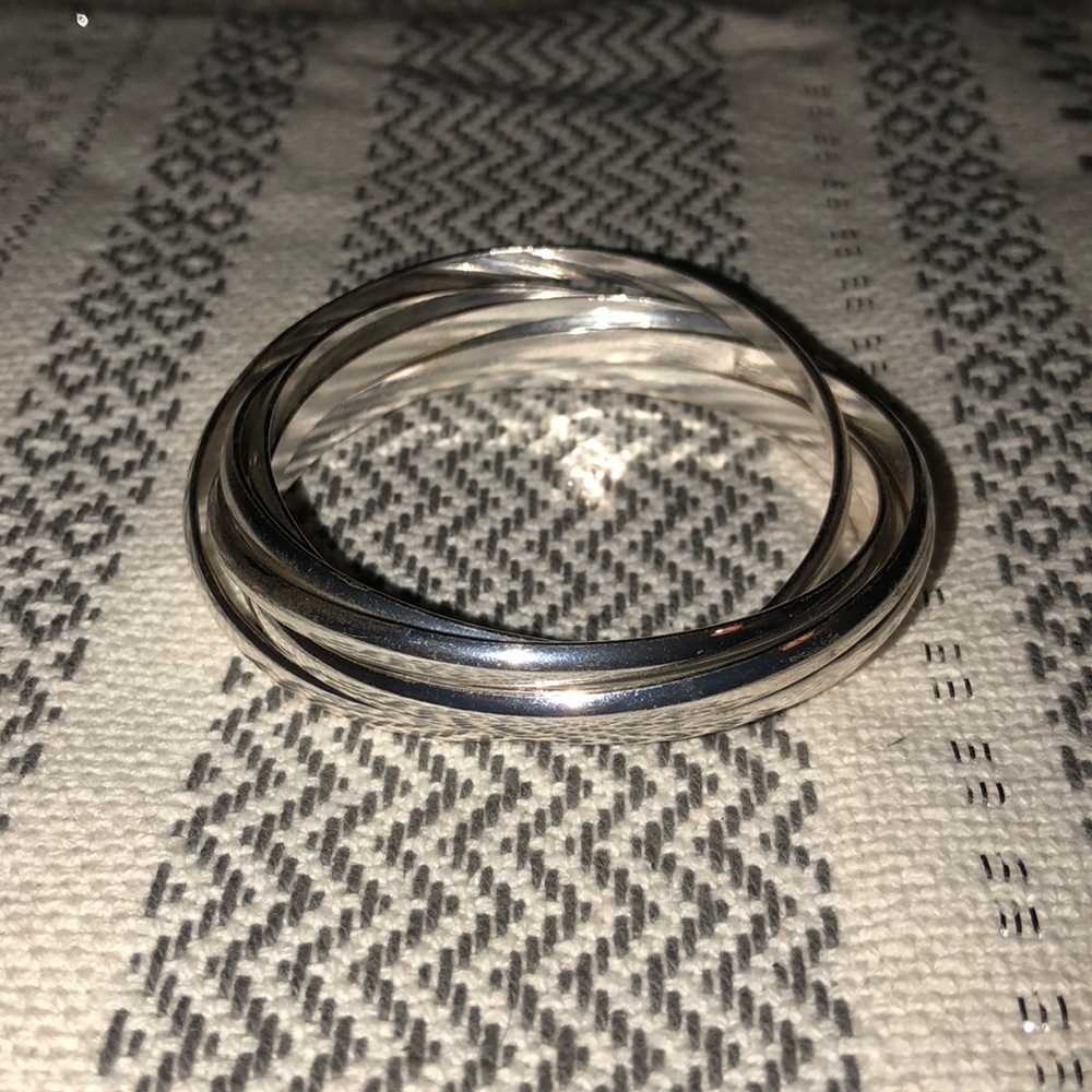 Silver stacked bracelets